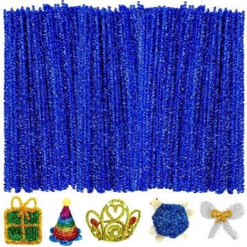Donkerblauwe Glitter Pijpenragers - Flexibel Chenilledraad, Verzenden, Nieuw