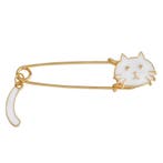 Fako Bijoux - Sierspeld / Sjaalspeld - Kat Met Staart - Wit, Verzenden, Nieuw