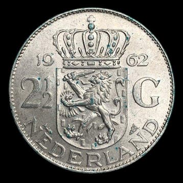 Nederland. Silver 2½ Gulden (Juliana) Coin 1962 (Zonder