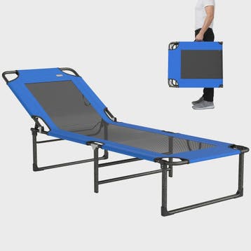 Opvouwbare Lounger Zonnebank Blauw - Verstelbaar Ligbed voor, Verzenden, Nieuw
