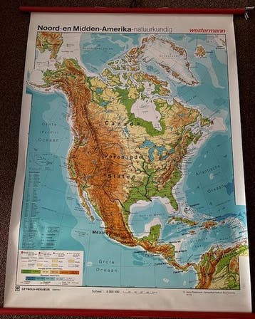 Klassikale kaart |Noord- en Midden Amerika Natuurkundig, Verzenden, Nieuw