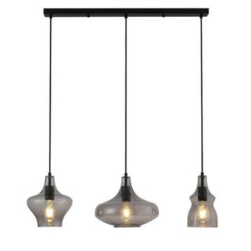 Hanglamp - 3 Lichts - Langwerpig - Eetkamer - Aurello smoke, Verzenden, Nieuw, Glas