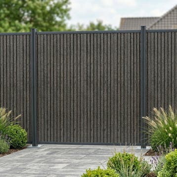 WPC schutting Grassano uitbreidingsset met 2 palen 185x180 c, Verzenden, Nieuw