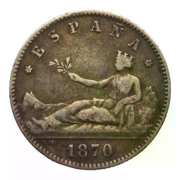 Spanje. 1 Peseta Gobierno Provisional 1870 Madrid (Zonder