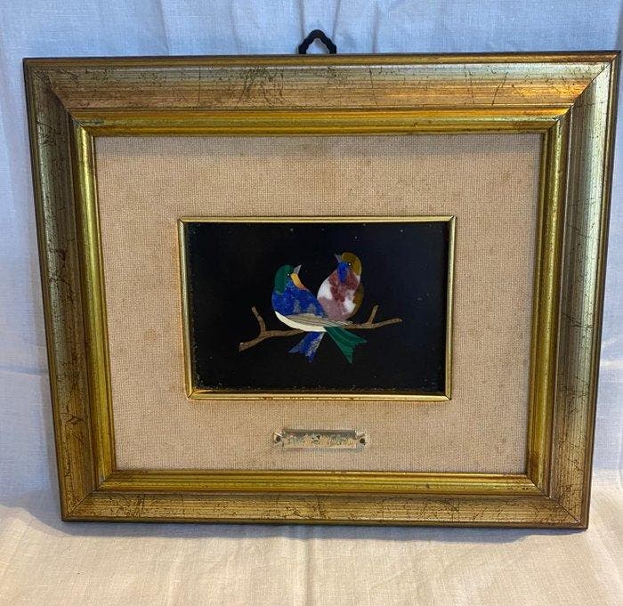 Wanddecoratie - Valenti - Commeso Fiorentino Twee vogeltjes, Antiek en Kunst, Curiosa en Brocante