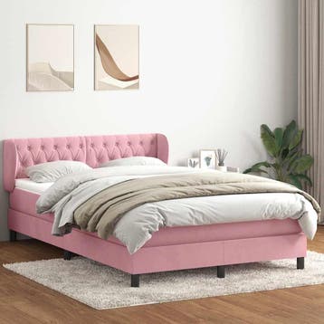 vidaXL Boxspring met matras fluweel roze 160x210 cm, Verzenden, Nieuw, Tweepersoons, Stof