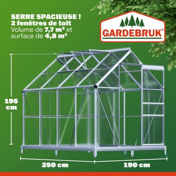 Tuinkas Aluminium 250x190x195cm met Fundering (Broeikassen), Verzenden, Nieuw