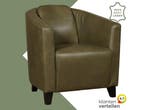 Leren fauteuil Press - Granada Moss (olijf/groen) - Poten, Nieuw, Ophalen of Verzenden, Eigentijds, Klassiek, Retro, Romantisch, Vintage