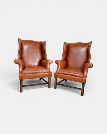 Fauteuil (2) - Bergere - Leder, Hout