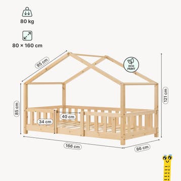 Kinderbed Treviolo met uitvalbeveiliging en matras 80x160 cm, Verzenden, Nieuw