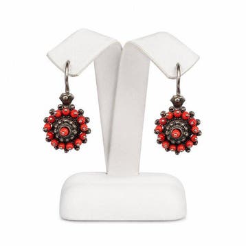 Koraal - Zilver - Oorbellen, Antiek en Kunst
