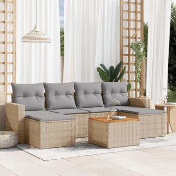 vidaXL 7-delige Loungeset met kussens poly rattan gemengd, Verzenden, Nieuw, Loungeset