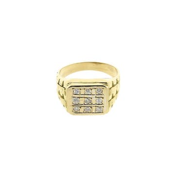 Gouden zegelring met diamanten; 0,54 ct., Gebruikt, 19 tot 20, Heer, Ophalen of Verzenden