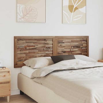 vidaXL Bed Hoofdbord Naturel Massief Teakhout, Verzenden, Nieuw, Bruin, Hout