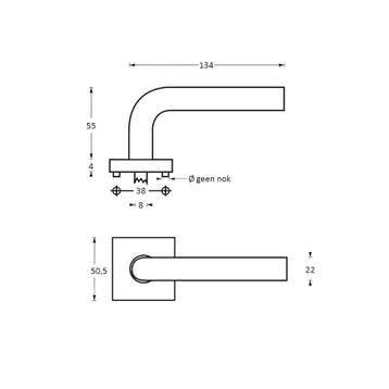 Intersteel Deurkruk Moors No.1 op vierkant rozet plat, Verzenden, Nieuw