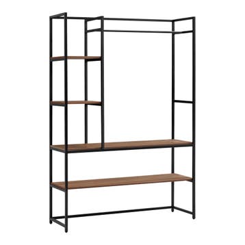 Kledingrek Horgau 180x120x40 cm zwart en walnootkleurig [en., Huis en Inrichting, Verzenden, Nieuw