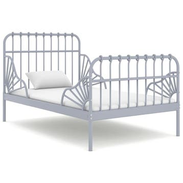 vidaXL Bedframe verlengbaar metaal grijs 80x130/200 cm, Eenpersoons, Verzenden, Nieuw, Metaal
