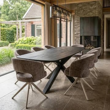 Eettafel Deens ovaal zwart | Mangohout - 260x110cm | Mokana, Ophalen of Verzenden, Nieuw