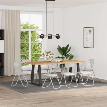vidaXL Inklapbare stoel 8 st Nep Leer Wit en Grijs 48 x 43,5, Huis en Inrichting, Verzenden, Nieuw, Wit