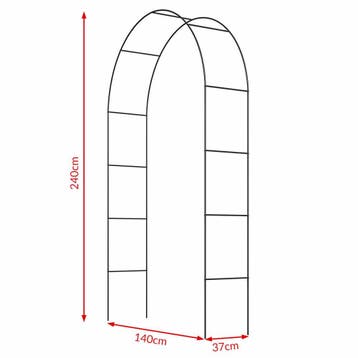 Rozenboog Zwart 240x140x37cm (Tuinbogen pergola), Tuin en Terras, Verzenden, Nieuw