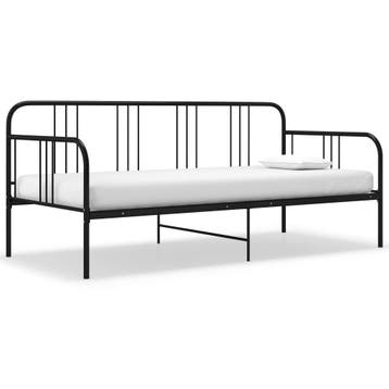 vidaXL Slaapbank metaal zwart 90x200 cm, 90 cm, Eenpersoons, Verzenden, Zwart