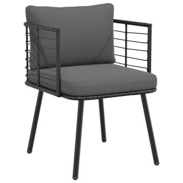 vidaXL Tuinstoel met kussens poly rattan zwart, Tuin en Terras, Tuinstoelen, Verzenden, Nieuw