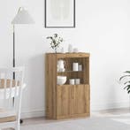 vidaXL LED Sideboard Bruin 60 x 37 x 100 cm Bewerkt hout, Huis en Inrichting, Kasten | Buffetkasten, Minder dan 50 cm, Verzenden