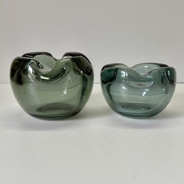Leerdam - A.D. Copier - Vaas (2) - Glas - Asbak (Fume