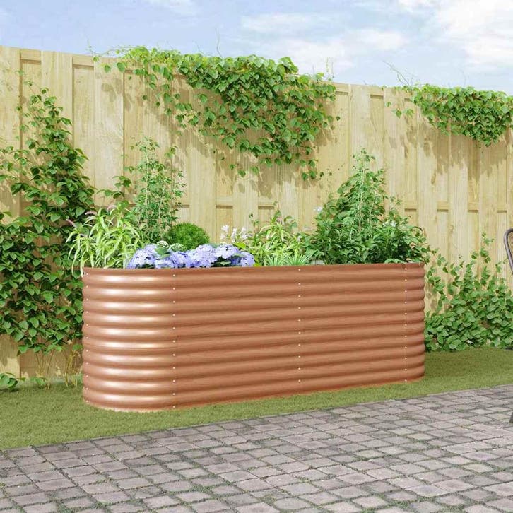 vidaXL Verhoogd bed Bruin 240 x 80 x 81 cm Staal, Tuin en Terras, Bloembakken en Plantenbakken, 60 tot 100 cm, Nieuw, Metaal, 60 cm of meer