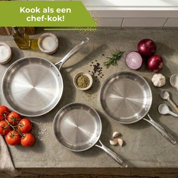 HI NATURE™ Koekenpannenset - Pannenset van 3 - Koekenpan, Ophalen of Verzenden, Nieuw