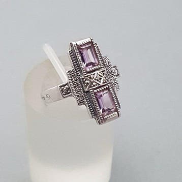 Zilver, Art Deco, Amethist(Getest) - Ring - + Markasieten.
