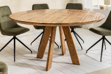 Ronde eettafel ART WOOD 140cm bruin massief mangohout -, Ophalen of Verzenden, Nieuw