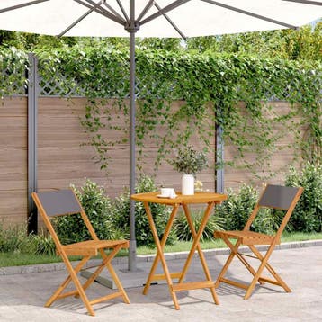 vidaXL 3-delige Bistroset stof en massief hout, Verzenden, Nieuw, Hardhout
