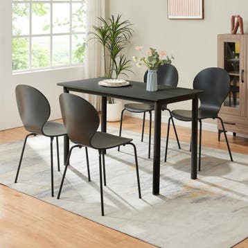 Eetkamerstoel Etne 85x48x50 cm set van 4 zwart [en.casa], Huis en Inrichting, Stoelen, Verzenden, Nieuw