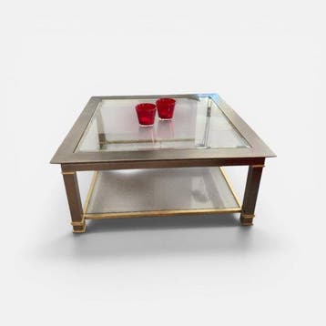 Hoogwaardige chromen en messing salontafel - Wandtafel -, Nieuw