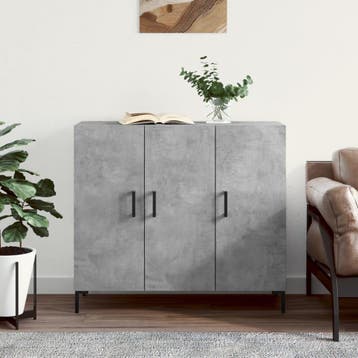 vidaXL Dressoir 90x34x80 cm bewerkt hout betongrijs, Verzenden, Nieuw, Overige houtsoorten, Minder dan 50 cm