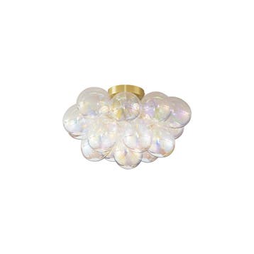 Design plafondlamp messing met regenboog glas 4-lichts -, Huis en Inrichting, Lampen | Plafondlampen, Verzenden, Nieuw, Glas, Design