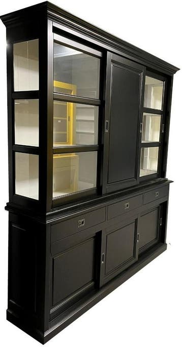 Buffetkast zwart Deurne 200cm dichte middendeur, Ophalen of Verzenden, Nieuw