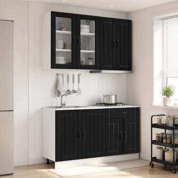vidaXL Keukenblok LUCCA 4 st Zwart Bewerkt hout, Verzenden, Nieuw, Zwart