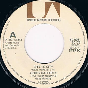 Single vinyl / 7 inch - Gerry Rafferty - City To City, Verzenden, Zo goed als nieuw, 7 inch, Rock en Metal