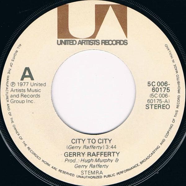 Single vinyl / 7 inch - Gerry Rafferty - City To City, Cd's en Dvd's, Vinyl Singles, Zo goed als nieuw, 7 inch, Rock en Metal