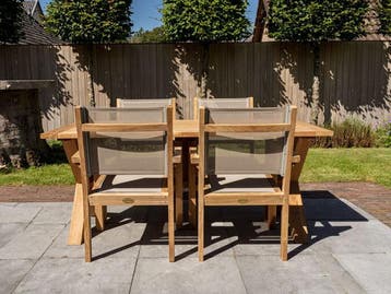 4 persoons tuinset | Luxe & Tijdloos | Direct leverbaar!, 4 zitplaatsen, Teakhout, Nieuw, Ophalen of Verzenden