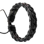 Fako Bijoux - Armband - Leder - Twister - Zwart, Verzenden, Nieuw