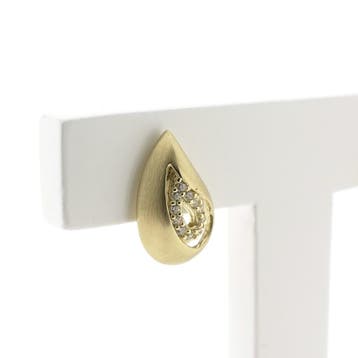 Gouden oorstekers met zirconia (Oorbellen), Gebruikt, Ophalen of Verzenden, Met edelsteen, Goud
