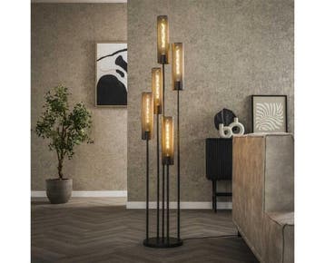 Vloerlamp 5L getrapt tube mesh - Artic zwart, Ophalen of Verzenden, Nieuw