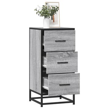 vidaXL Dressoir 35,5x35x76 cm bewerkt hout en metaal grijs, Verzenden, Nieuw, Overige houtsoorten, Minder dan 50 cm