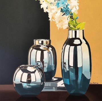 Antonio Perotti - Still Life Vasi in vetro con fiori