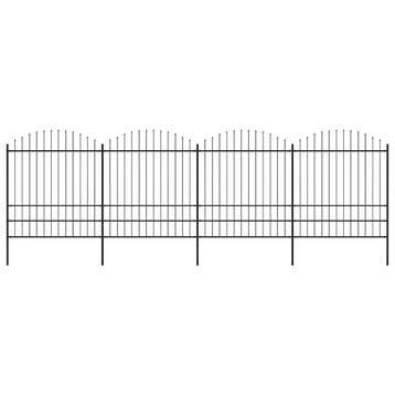 vidaXL Tuinhek met speerpunt staal 671x200 cm zwart, Verzenden, Nieuw, IJzer, 2 meter of meer