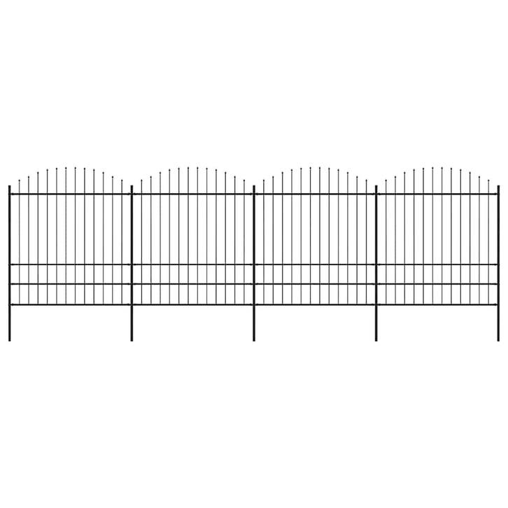 vidaXL Tuinhek met speerpunt staal 671x200 cm zwart, Tuin en Terras, Schuttingen, Nieuw, IJzer, 2 meter of meer, Verzenden