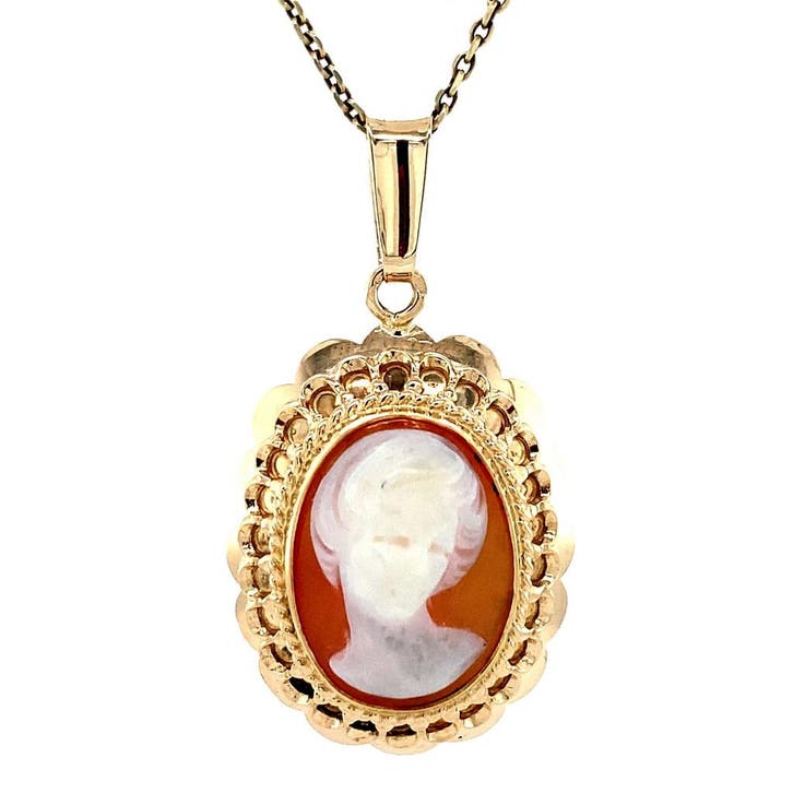 Gouden hanger met camee 14 krt, Sieraden, Tassen en Uiterlijk, Kettinghangers, Ophalen of Verzenden